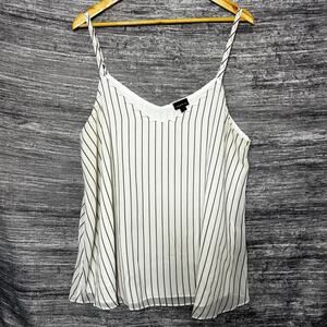 Torrid Striped Cami Tank Top Women Size 1(1x) Off White Adjustable Lined V Neck‎
